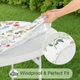 thumbnail image 5 of 44in Round Tablecloth with Elastic Edge, Waterproof Fitted Table Cover for 36-44" Tables, Floral Theme Polyester Reusable Table Cloths Wipe Clean for Picnic, Dining, Outdoor Use and Party Decor, 5 of 7