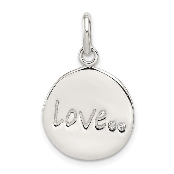 Beautiful Sterling Silver Polished and Diamond-cut LOVE CZ Charm