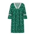 thumbnail image 4 of 2024 Clearance! JINMGG Dress for Women under 10 Women Casual Summer Dresses 3/4 Sleeve Party Tunic Swing Casual V Neck Boho Paisley Print Lace Trim V-neck Midi Dress Green S, 4 of 5