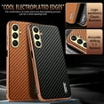 thumbnail image 5 of Case for Samsung Galaxy S25 Ultra, Carbon Fiber Pattern Design [Military Grade Protection] Shockproof Protective Plating Frame Case, Anti-Scratch Ultra Slim Cover for Galaxy S25 Ultra, Brown, 5 of 8