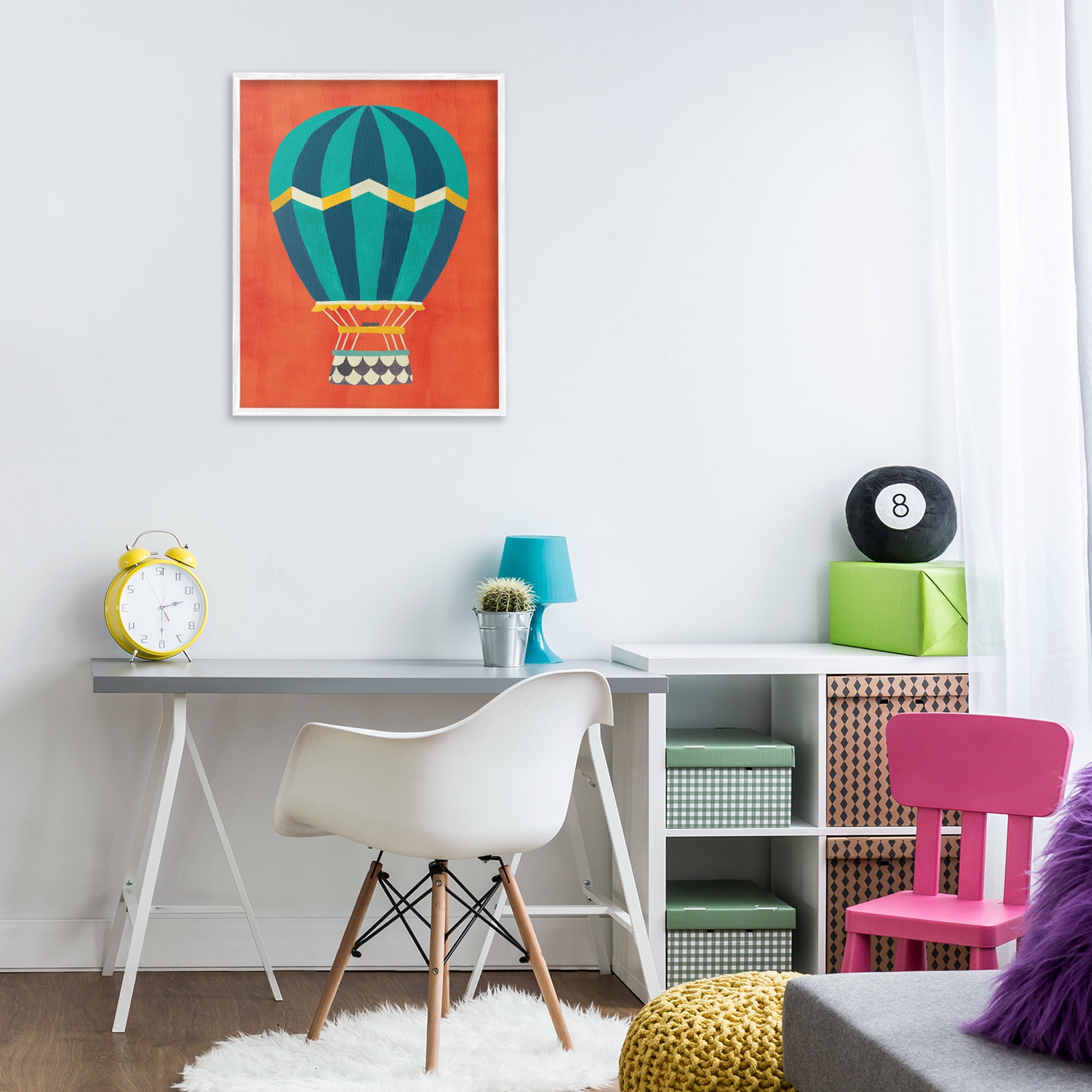Stupell Industries Hot Air Balloon on Red Transportation Painting White Framed Art Print Wall Art, 24 x 30