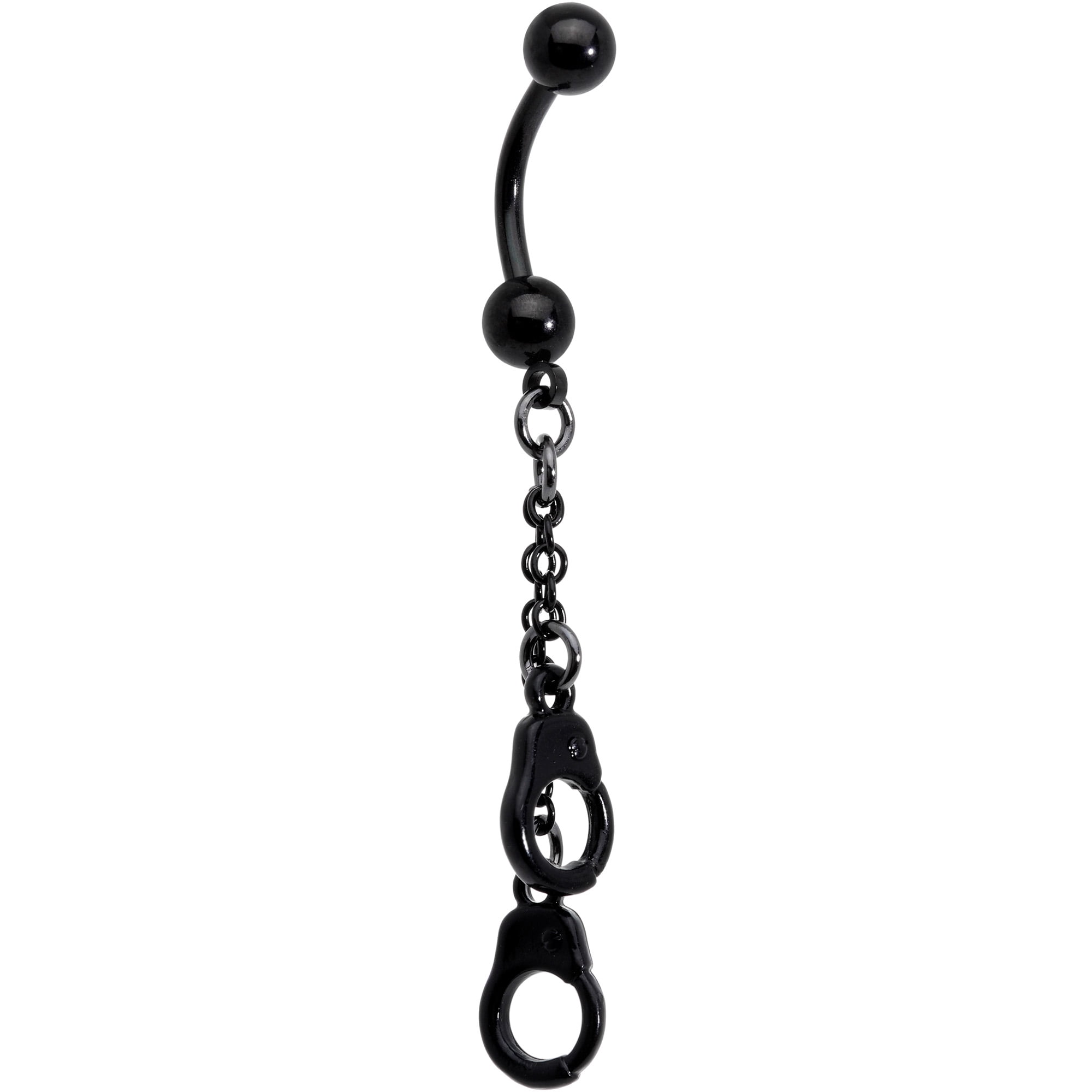 Body Candy 14G 316L Black PVD Steel Navel Ring Piercing Handcuff ...