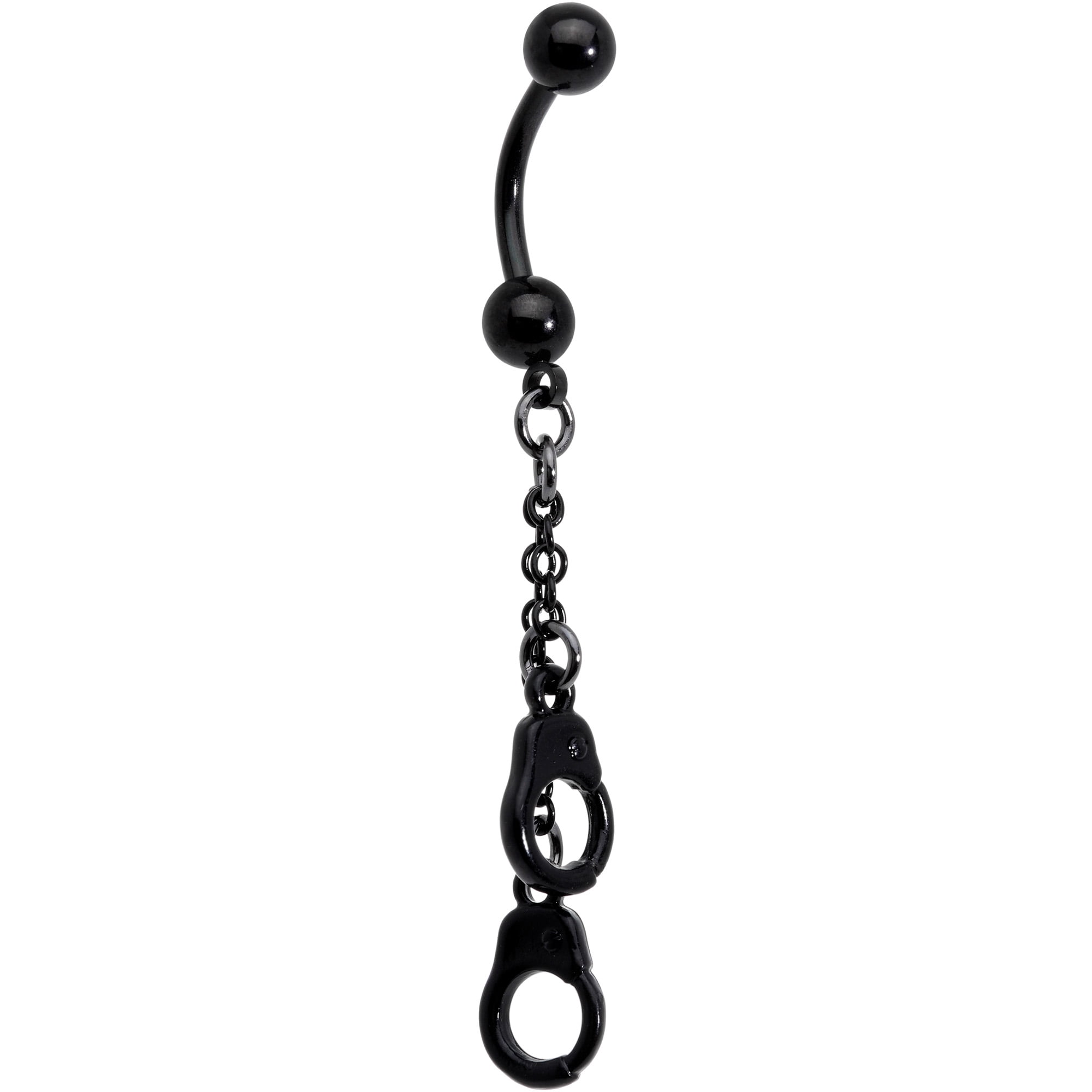 Body Candy 14G 316L Black PVD Steel Navel Ring Piercing Handcuff