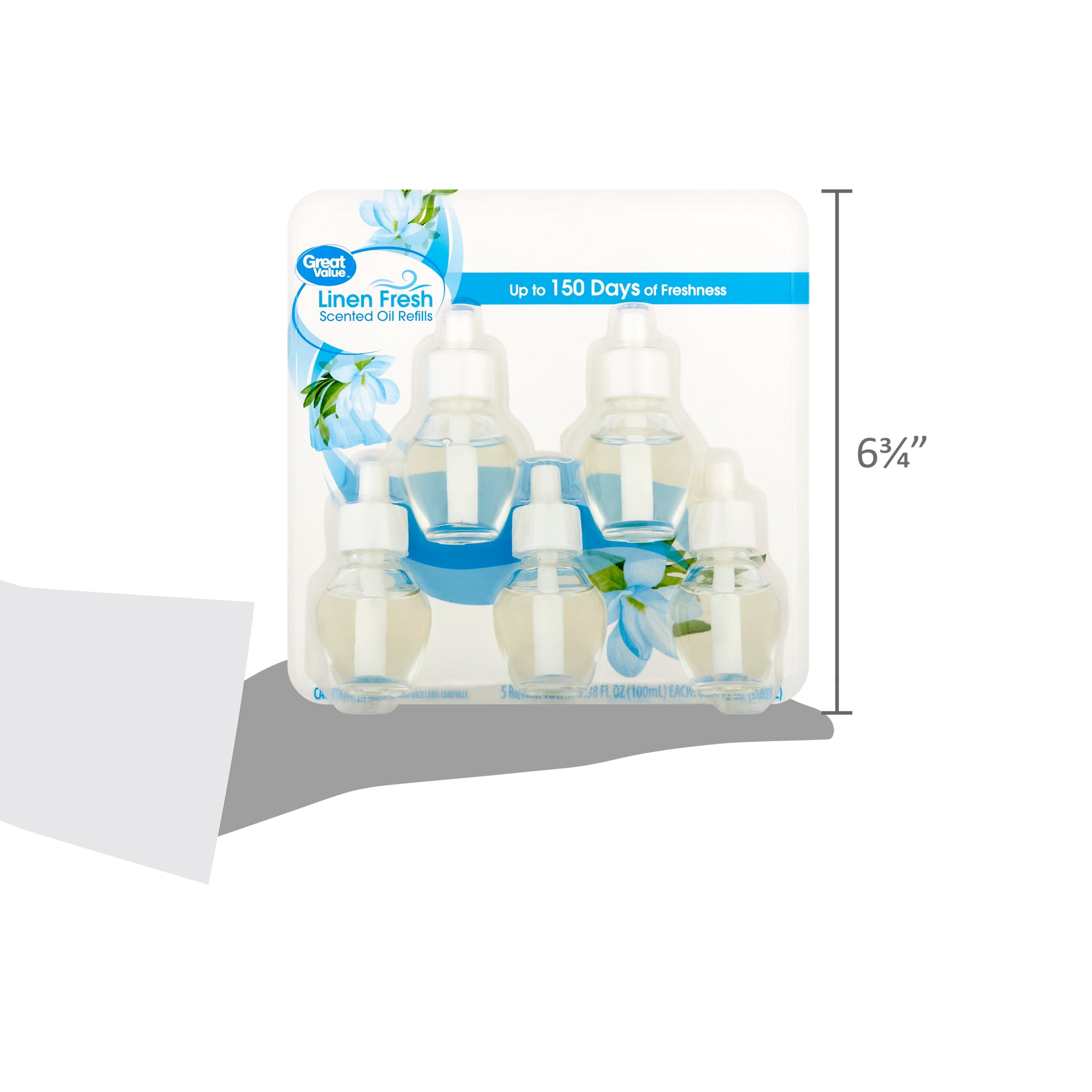 Great Value Linen Fresh Scented Oil Refills, 0.67 Fluid Ounce, 5 Count