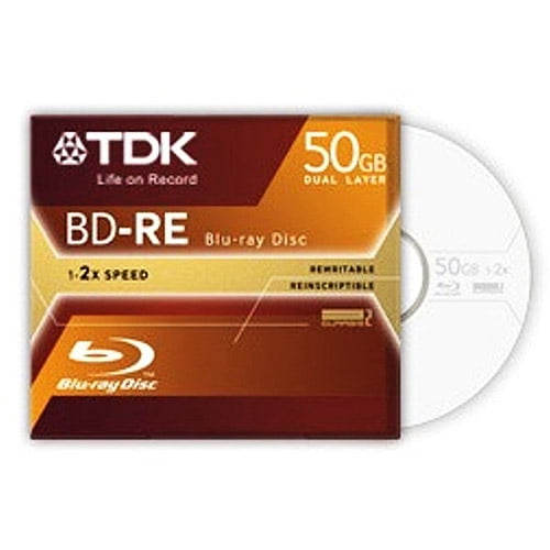 TDK BDRE Dual Layer Blu Ray Disc, 50gb, 1Pack Jewel Case Walmart
