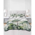 thumbnail image 3 of Summer Tropical Leaves Summer Quilt Set Full Size, Soft Microfiber Quilted Bedding Set with 2 Pillow Shams, Green Botanical Palm Trees Lightweight All Season Bedspread Coverlet for Bedroom 78"x90", 3 of 6
