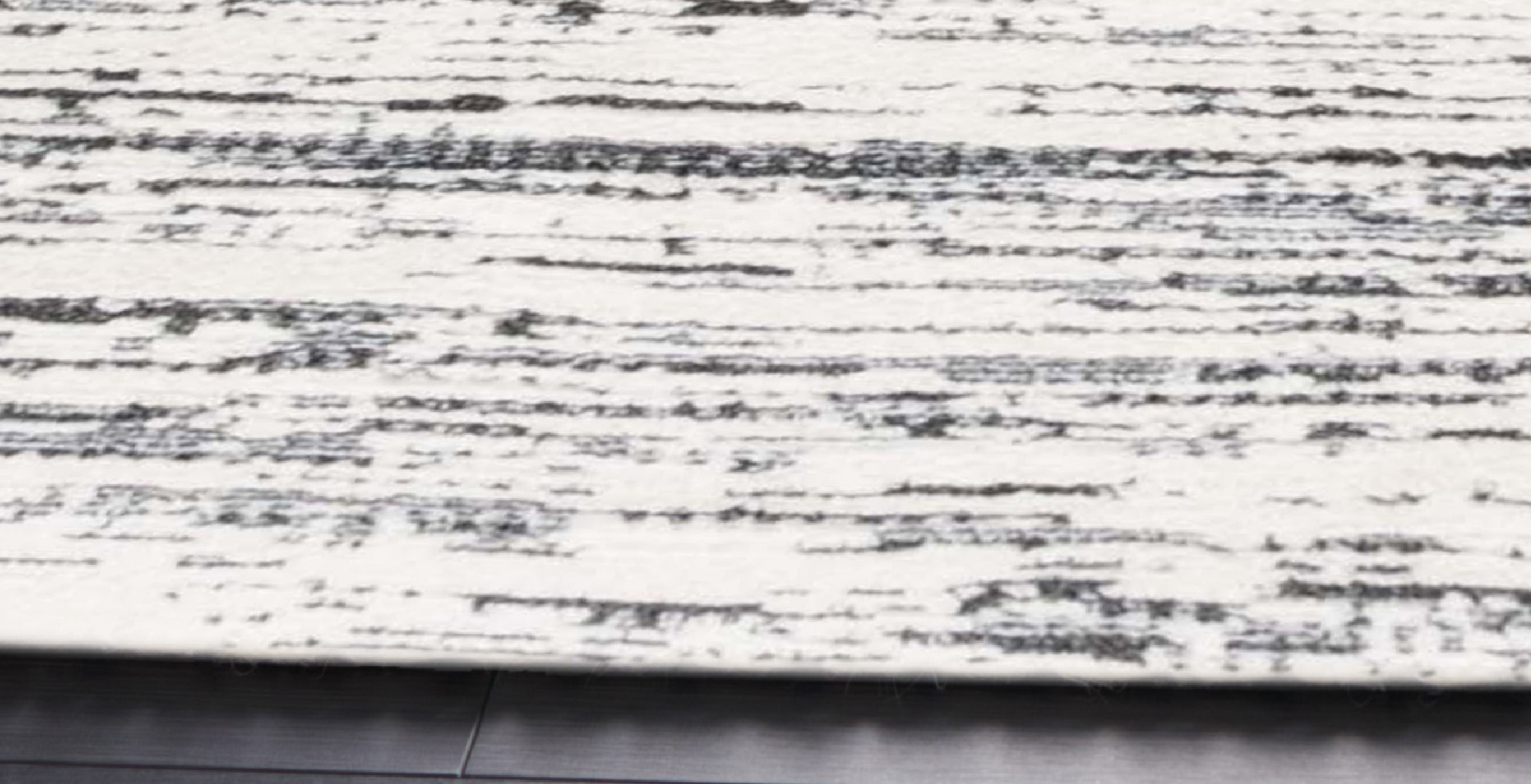 SAFAVIEH Alamo Olga Stripe Area Rug, Charcoal/Ivory, 6'7" x 6'7" Square