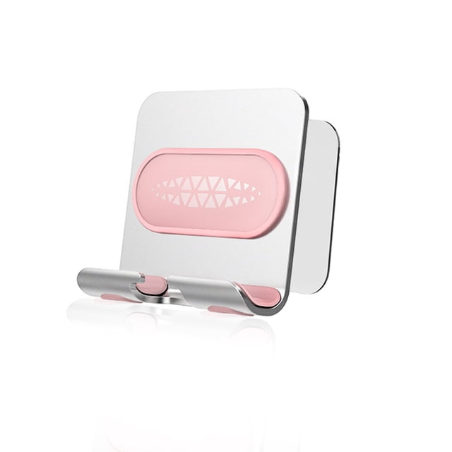 Tenedor de teléfono de metal antideslizante 25 grados ajustable autoadhesivo autodhesivo de taladro sin paredes de pared para paredes inodoro soporte de la cama de la cama plateado rosa Inevent HA011950-03B