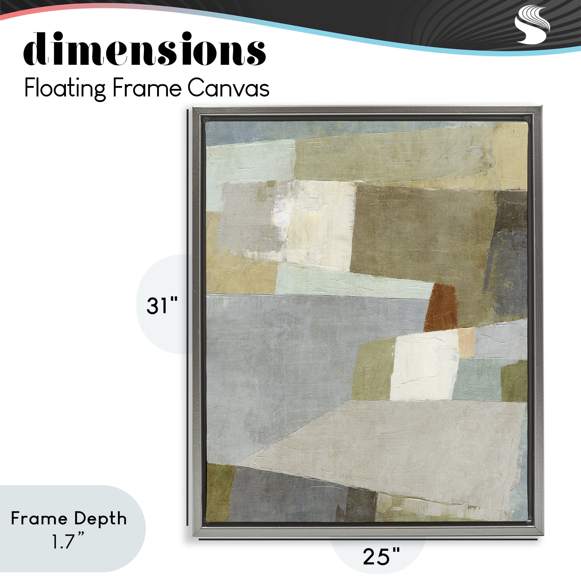 Stupell Industries Causeway Neutral Geometrics Gray Framed Floater Canvas Wall Art, design by Suzanne Nicoll