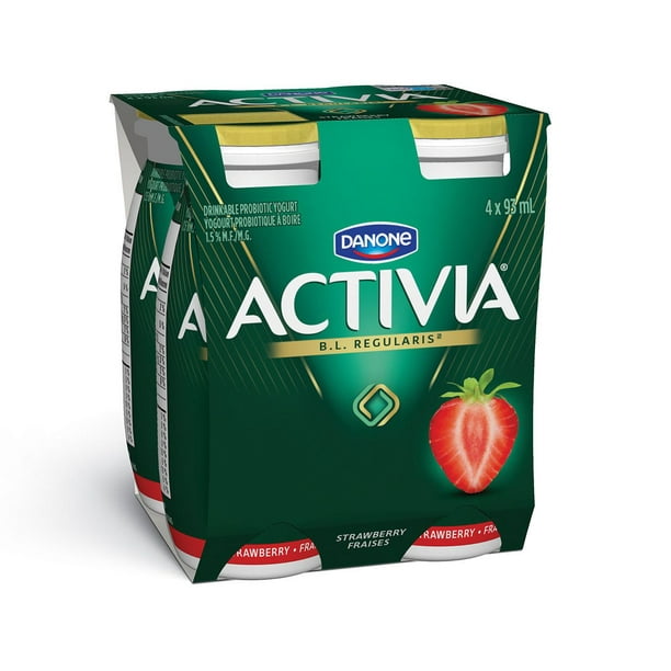 Yogourt à boire Activia, saveur fraise, 93ml (paquet de 4)