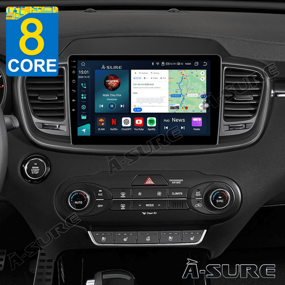 8 Core 4 64GB Car Stereo Android 14 Radio for Kia Sorento 2015-2020 with Apple CarPlay/Android Auto/GPS Navi/Wi-Fi/4G LTE/BT 5.0/HD Camera