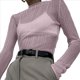 thumbnail image 1 of Tops Transparentes de Larga Plisados para Mujer Raíz de Rosa M, 1 of 7