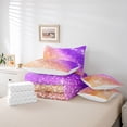 thumbnail image 6 of jejeloiu Purple Orange Sparkling Print 7pcs Bedding Comforter Set Kids,Multicolor Aesthetic Art Queen Bedding Sets For Girls,Reversible, 6 of 7