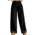 thumbnail image 2 of Simua Women's Fuzzy Plush Pajama Pants Drawstring Elastic Waist Wide Leg Pj Bottoms Lounge Pants Black M, 2 of 3