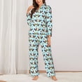 thumbnail image 2 of Honeii Roosters And Plants Print Women's Pajama Sets Long Sleeve Button Down Sleepwear Nightwear Soft Pjs Lounge Sets 2PCS-Small, 2 of 7