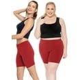 thumbnail image 2 of Stretch Is Comfort Women's Plus Size Cotton Biker Shorts Red X-Large, 2 of 6