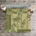 thumbnail image 3 of Ambesonne Asian Themed Quilted Bedspread Set 3 Pcs, Vintage Oriental Style, Queen Size, Green, 3 of 3