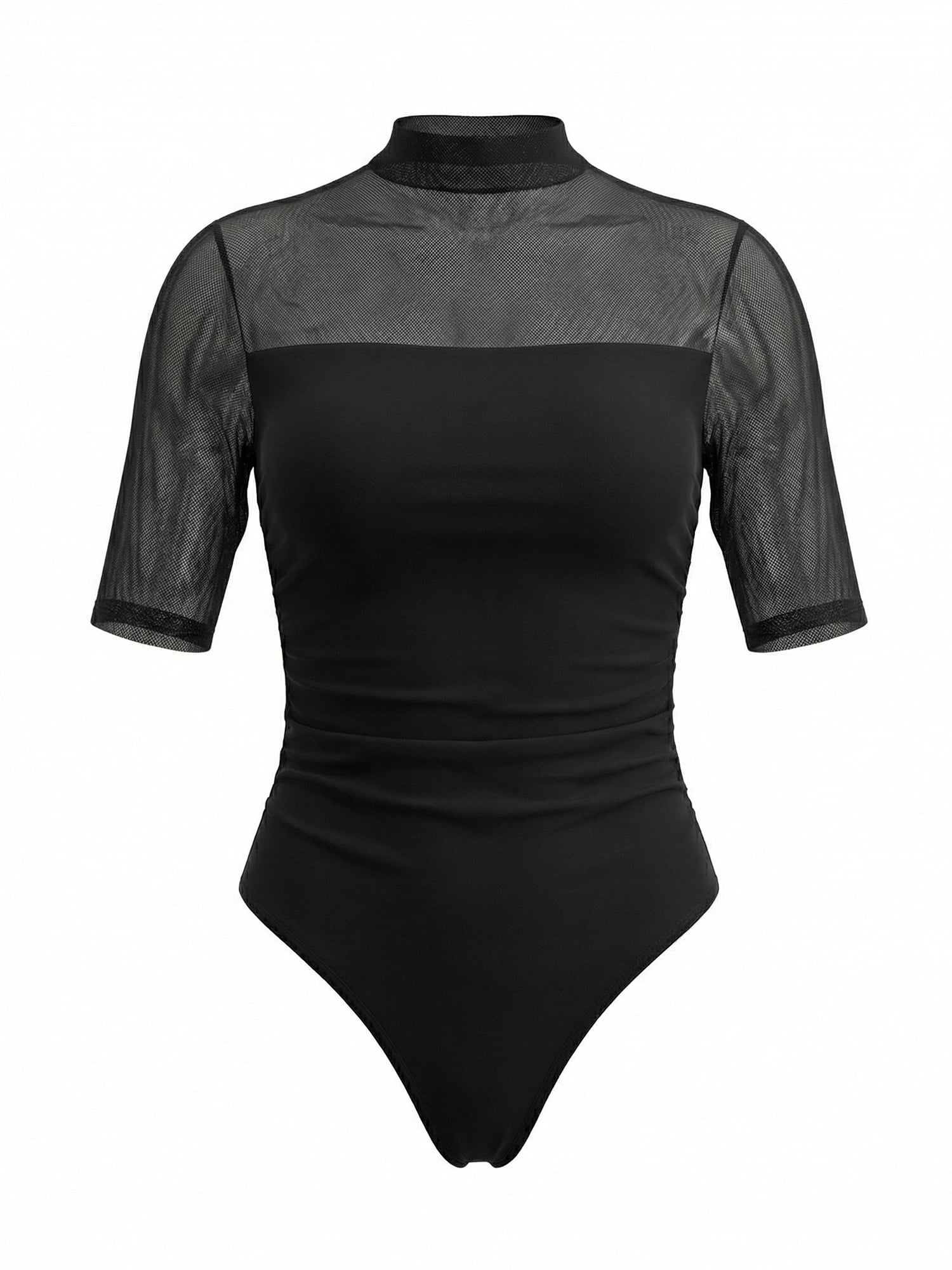 DARING DIVA Women's Party See Through Ruched Club Corset Medium Black