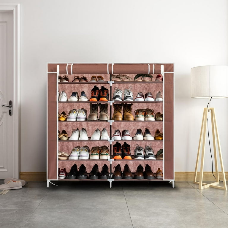 Zimtown 36-Cube Stackable Shoe Organizer, DIY Plastic Shoe Storage Rack 72  Pair Modular Shoe Cabinet, Black
