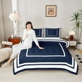 thumbnail image 4 of jejeloiu Geometric Suqare Queen Comforter Set,Modern Minimalist Theme Bedding Sets,White Deepblue Bedding Comforter Set For Girls Boys,Luxury Bedroom Decor Reversible,3 Pieces, 4 of 8