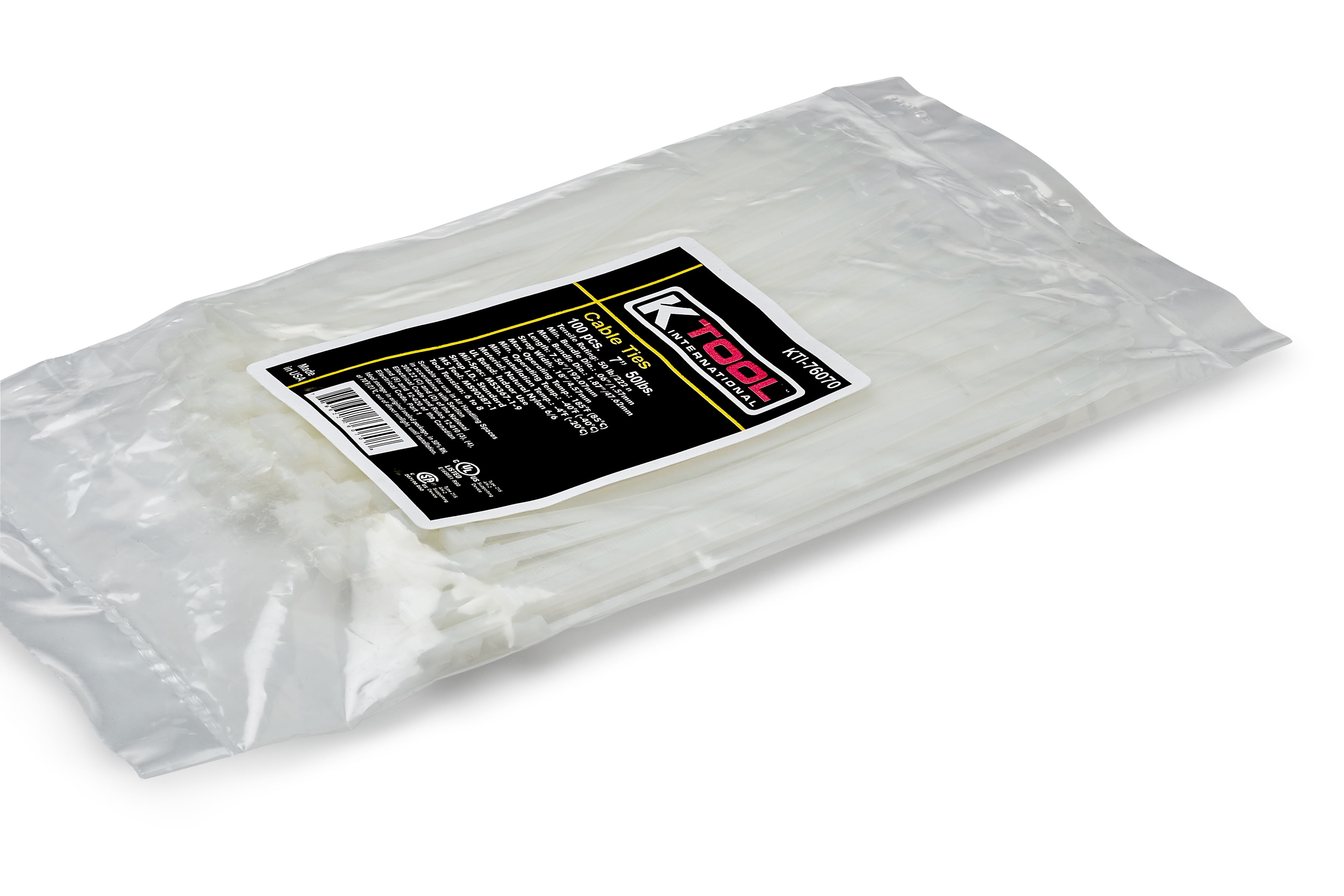 Triton Products® 7' Long Heavy Duty Natural Nylon Ties, with 50 lb Tensile Strength, 100/pk