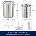 thumbnail image 2 of ARC Advanced Royal Champion 32QT Stainless Steel Round Stockpot with Basket, Steamer Rack, Divider and Lid, Silver, 2 of 8