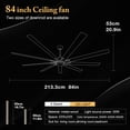 thumbnail image 3 of Warmiplanet 84" Large Ceiling Fan with Light & Remote, Sand Nickel, Metal Blades, DC Motor, 6 Speeds, 3-Color Light, Reversible, 3 of 9