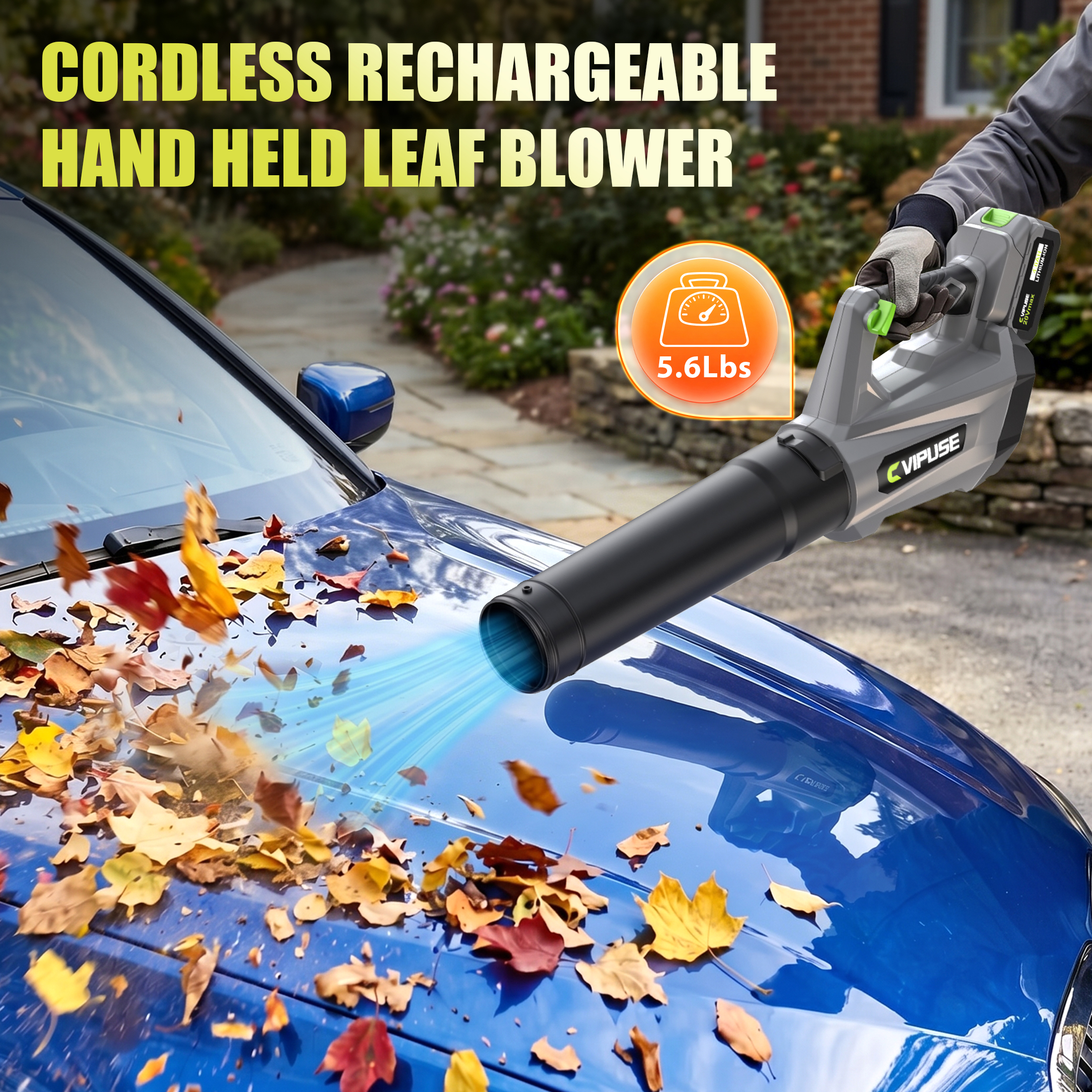 Vipuse Cordless Leaf Blower, 600 CFM with Battery and Charger photo 5