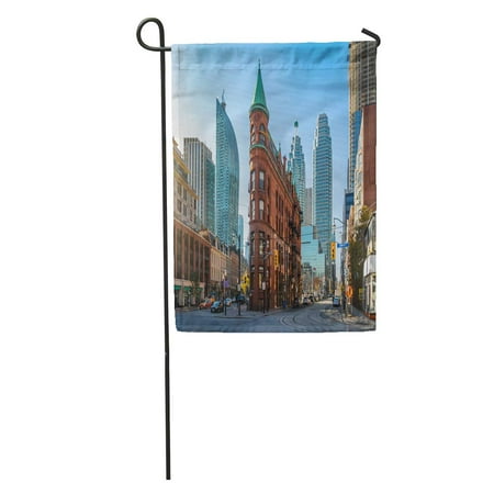 Patio Toronto LADDKE Blue Street Gooderham Flatiron Building in Downtown Toronto Ontario Canada Garden Flag Decorative Flag House Banner 28x40 inch ()