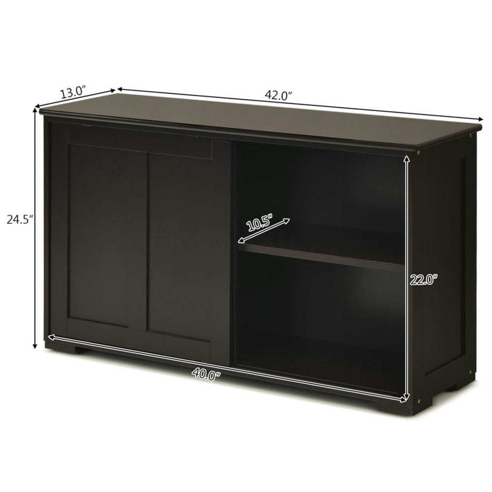 Finihen Kitchen Storage Cabinet, Buffet Sideboard, Kitchen Storage Cabinet with Wood Sliding Door, for Dining Room, Kitchen, Living Room, Brown Finihen Kitchen Storage Cabinet, Buffet Sideboard, Kitchen Storage Cabinet with Wood Sliding Door, for Dining Room, Kitchen, Living Room, Brown