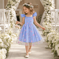 thumbnail image 4 of IPIO Girls’ Blue Floral Embroidered Tulle Party Dress with Ruffle Sleeves, 4 of 7