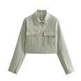 thumbnail image 1 of Ensemble de Vestes Courtes à Col Rabattu pour Femmes + Pantalon Grand Chic 2024 Printemps Été Décontracté Femmes Costumes Unis Mode Mode Urbaine FWZ, 1 of 7