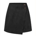 thumbnail image 4 of EDFBUYKRS Female Skirts Black Skirt for Women Plus Size Autumn and Winter Women's Solid Color Suede Skirt European and High Waist Metal Buckle Skirt, 4 of 7