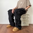 thumbnail image 5 of Summer Thin Pants Men Fashion Pocket Cargo Pants Men Japanese Streetwear Hip-hop Loose Straight Pants Mens Oversized Trousers, 5 of 6
