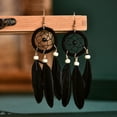 thumbnail image 4 of KDSJSXW Earrings Creative Long Coffee Feather Earrings Tassel Ear Accessories Bohemian Style foreign Trade Accessories Gift Gold Studs Earrings for Women Pearl Stud Earrings (Black,One Size), 4 of 4