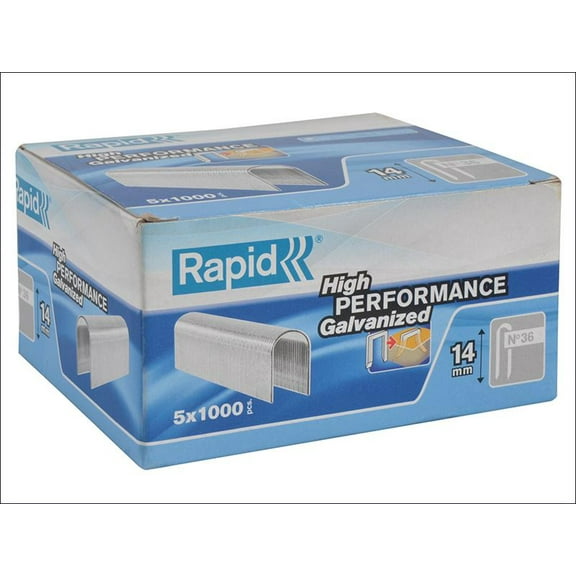 Rapid - 36/14 14mm DP x 5m Galvanised Staples (Box 1000 x 5)