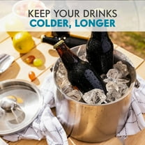 Ice Bucket (3 Liter) Stainless Steel Double Wall Insulated with Lid & Scoop, Buckets for Parties, Handle