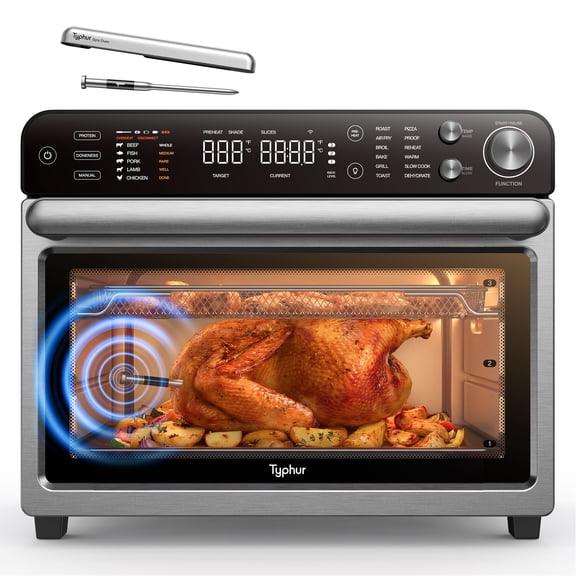 Typhur Sync Oven 12-in-1 Air Fryer Oven with Wireless Probe, 27QT, Smart Dual-Stage Cooking, Exclusive Adjustable Airflow