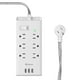 thumbnail image 1 of Multicontacto Steren 6 salidas horizontales triple cargador USB 905-455, 1 of 2