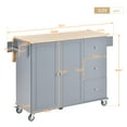 thumbnail image 2 of Kitchen Island Cart with Storage, Rolling Kitchen Island Table with Drop Leaf, Kitchen Island on Wheels with 3 Drawers and Storage Cabinet, Inner Adjustable Shelves, Spice Rack, Towel Rack (Grey Blue), 2 of 9