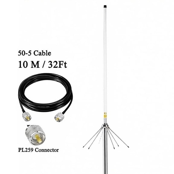 Dual Band 2m 70cm Ham Radio Base Station Antenna with 33ft Cable, Outdoor Omni Antenna, SO-239 Connector