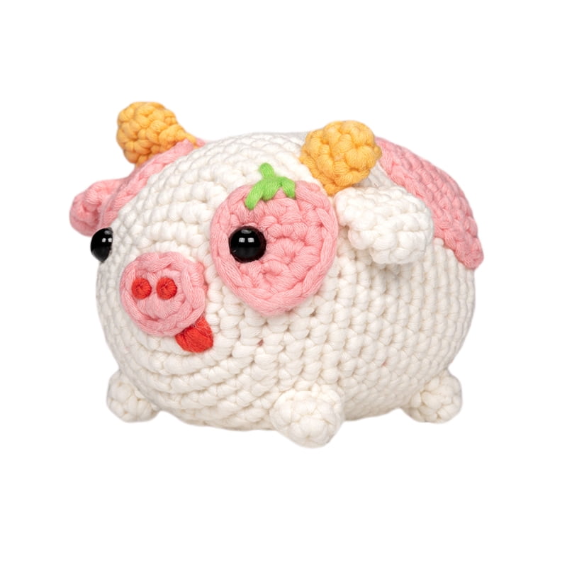 Mewaii Crochet Kit for Beginners, Complete DIY Kit with Pre-Started Yarn,  Step-by-Step Videos (Blueberry Cow) 