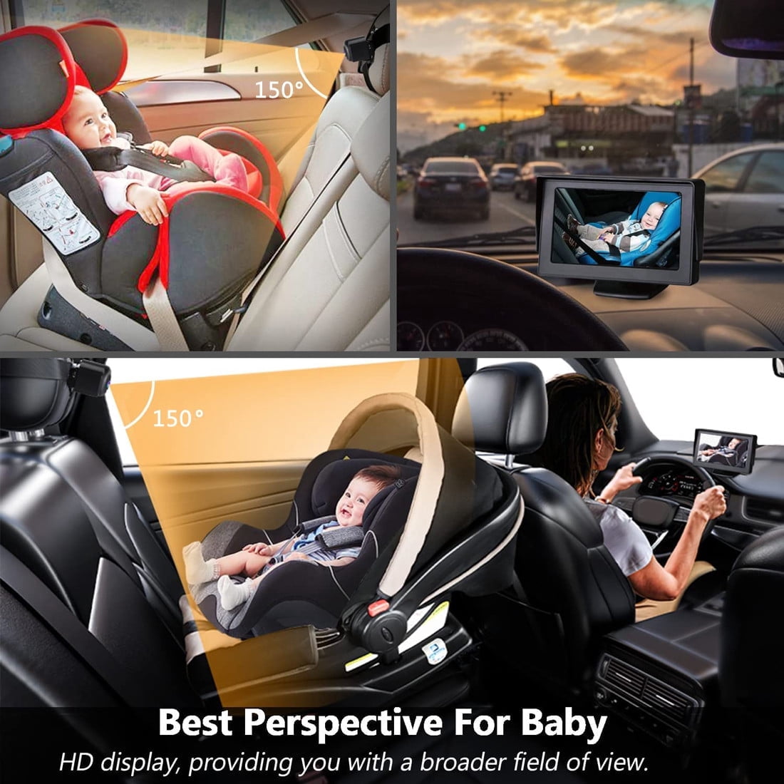 56 STORE Baby Car Back Seat Camera, 4.3" HD 1080P Monitor Screen Camera Night Vision Infant Mirror