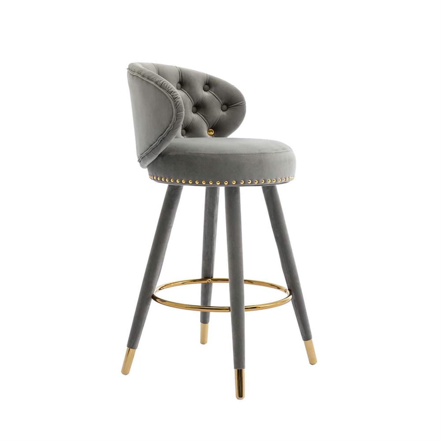 Demi Bonn 36" Counter Height Bar Stools Set of 2, Upholstered Barstools with Backrest, Kitchen Island Countertop Chairs for Dining Room, Gray