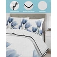 thumbnail image 4 of Quilts Queen Size, Blue Tulips Soft Comforter Bedding Set for Bed, Spring Summer Floral Rustic Botanical Lightweight Quilted Bedspread with Pillow Cover(2 Pieces) for All Season, 90x96 Inch, 4 of 6