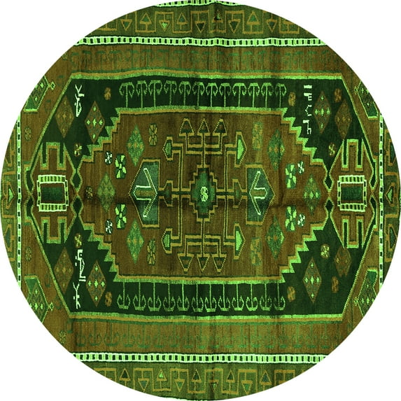 Ahgly Company Indoor Round Persian Green Traditional Area Rugs, 3' Round