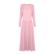 thumbnail image 4 of 2025 Vestido largo de manga larga para mujer: vestido informal ajustado con cuello redondo, plisado y bolsillos, tejido elástico, adecuado para primavera/otoño, tallas S-XXL, 4 of 5