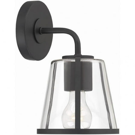1 Light Vanity Light Fixture-10.25 inches Tall and 6.25 inches Wide-Black/Clear Finish Bailey Street Home 49-Bel-4955902