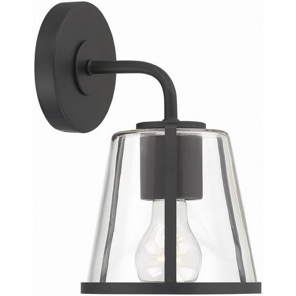 1 Light Vanity Light Fixture-10.25 inches Tall and 6.25 inches Wide-Black/Clear Finish Bailey Street Home 49-Bel-4955902