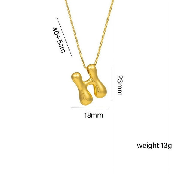 Czzoypi Bubble Letter Necklace Gold, Gold Balloon Initial Letter Necklace for Women,Gold Dainty Personalized Puffy Chunky Name Gold Necklaces